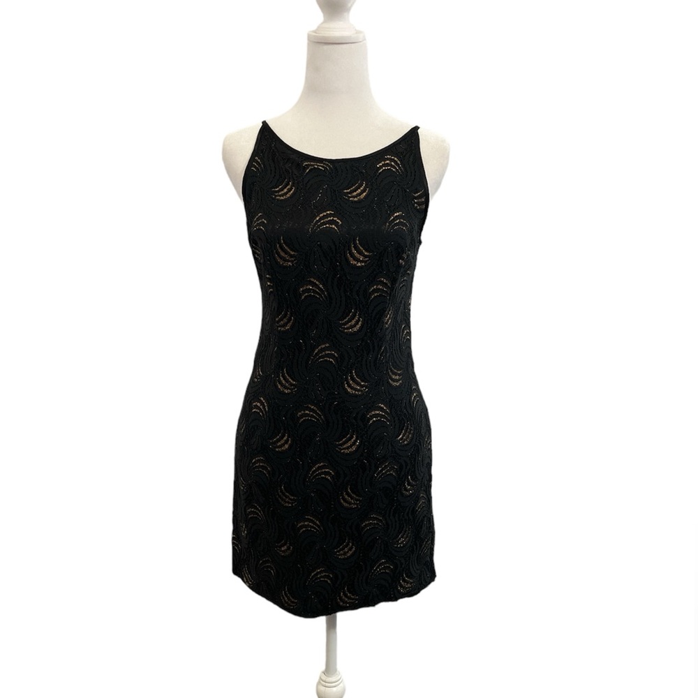 Vintage Jessica McClintock Gunne Sax Black Lace Dress
